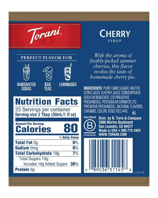 Torani Syrup Cherry 750ml