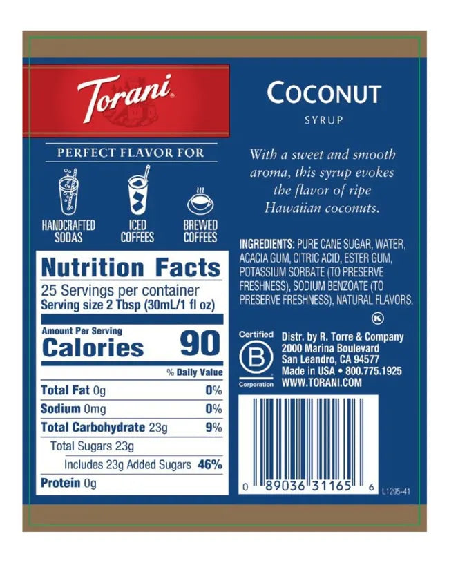 Torani Syrup Coconut 750ml