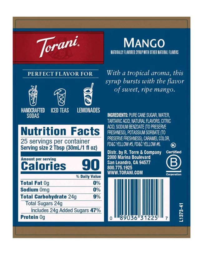 Torani Syrup Mango 750ml