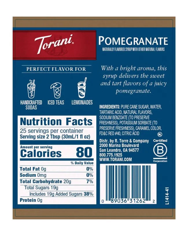 Torani Syrup Pomegranate 750ml