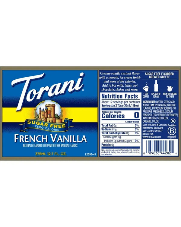 Torani Sugar Free Syrup French Vanilla 375ml