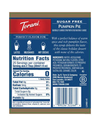 Torani Sugar Free Syrup Pumpkin Pie 750ml