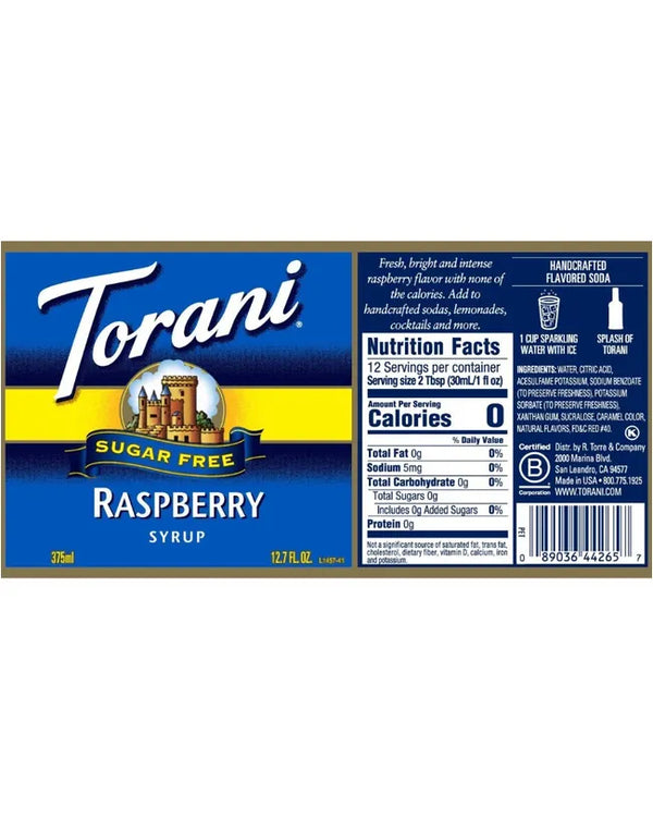 Torani Syrup Sugar Free Raspberry 375ml