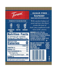 Torani Sugar Free Syrup Raspberry 750ml