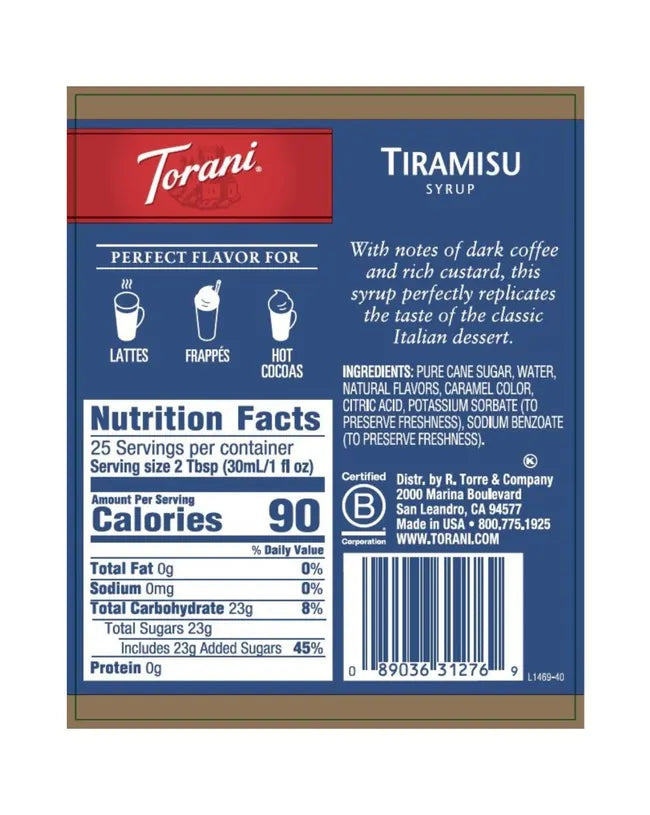 Torani Syrup Tiramisu 750ml