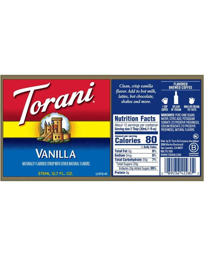 Torani Syrup Vanilla 375ml
